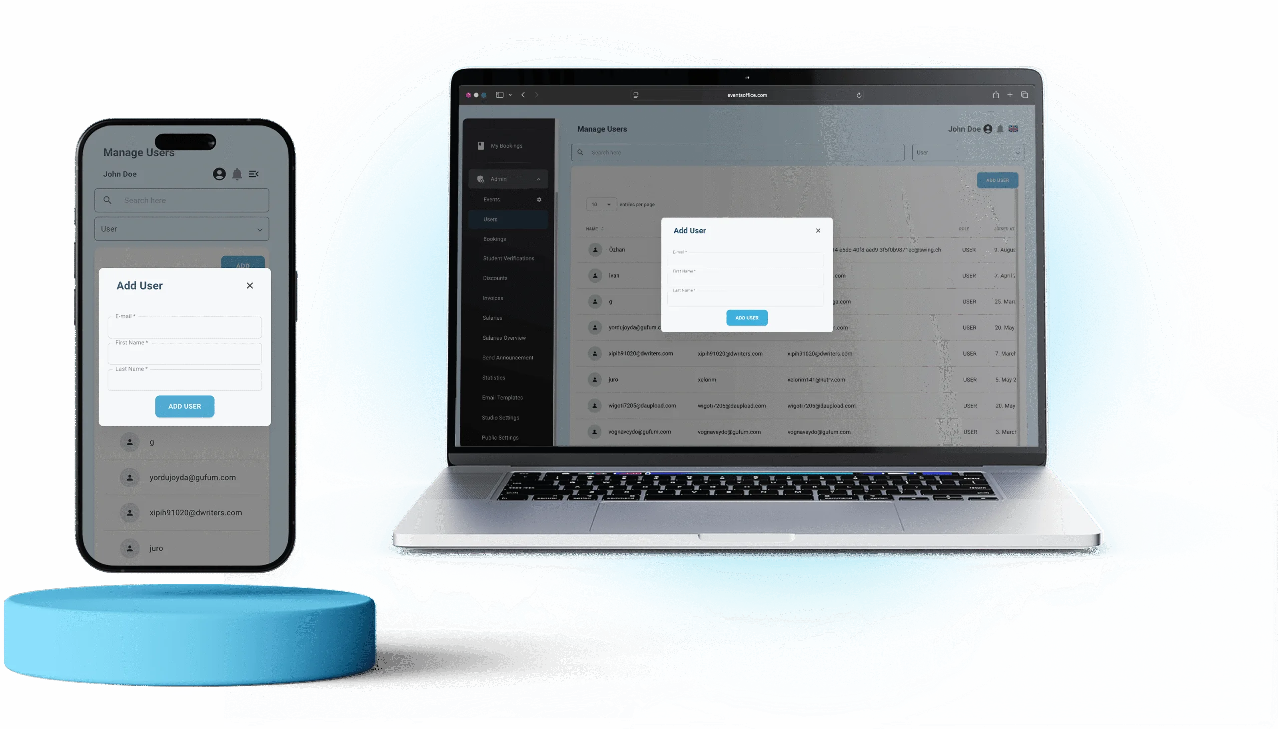 users feature mockup